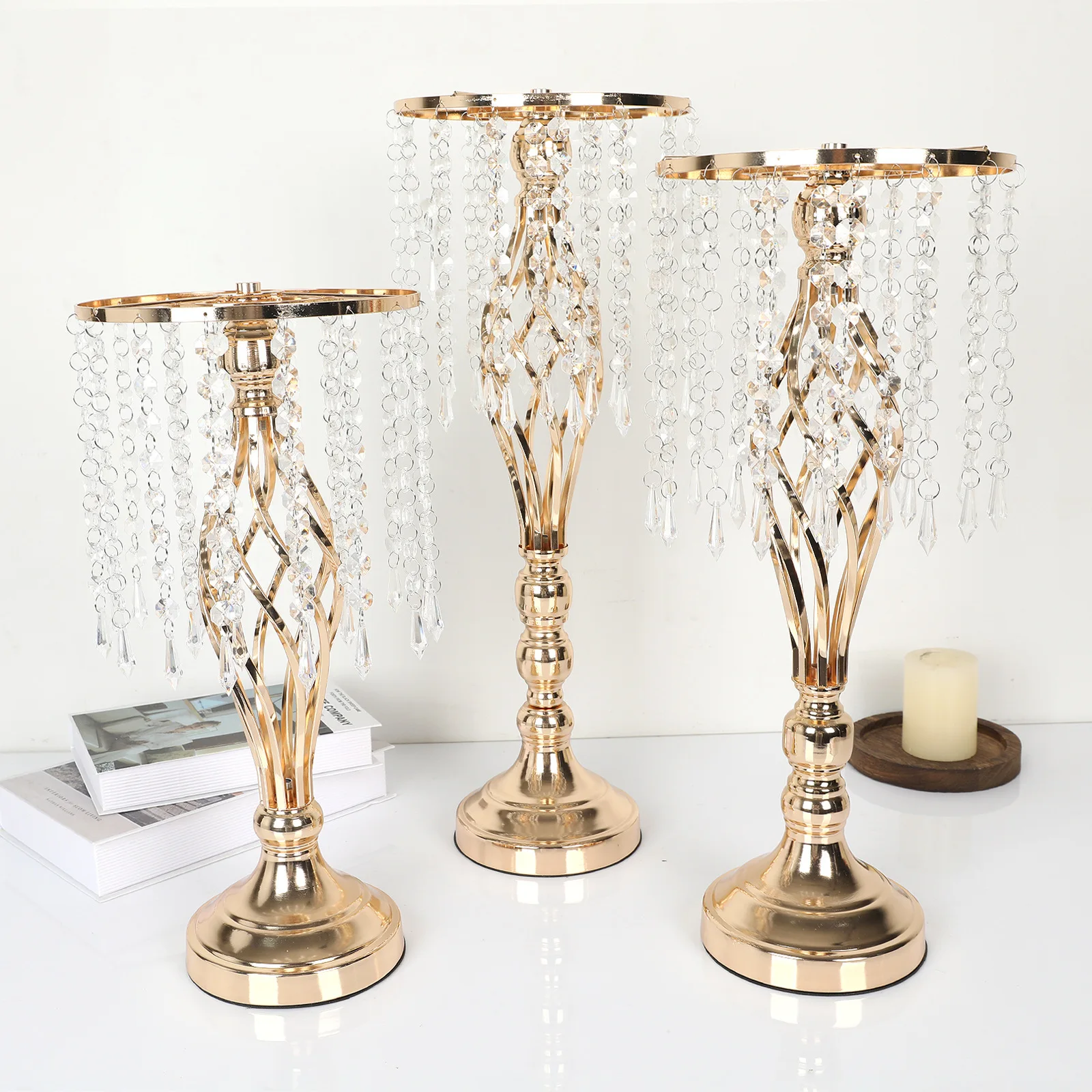 Wedding props Table flower crystal candlestick Fried Dough Twists decorations Western tabletop decoration Plating guide