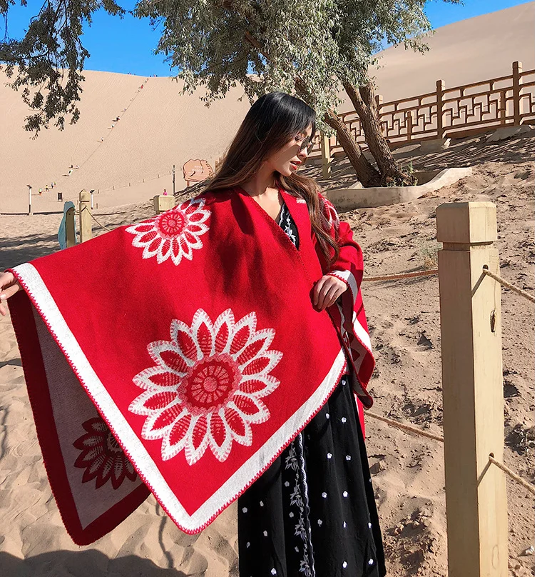 Лидер продаж, синий женский зимний мусульманский шарф в китайском стиле, шаль, Модный женский длинный шарф с принтом