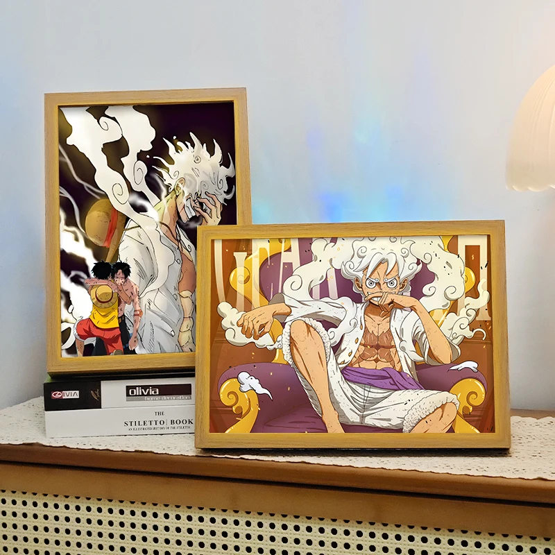 Anime Luffy Manga Design Photo Frame Giant Home Decoration with Art Deco Style Movable and Functional for Lighting