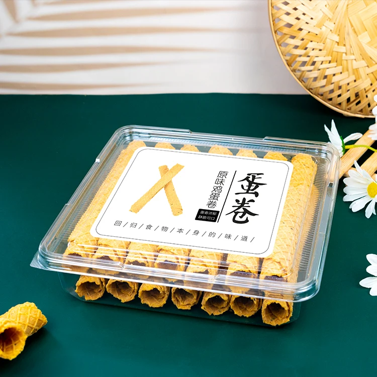 Clamshell clear transparent bread container PET disposable plastic fresh keeping snacks packaging box