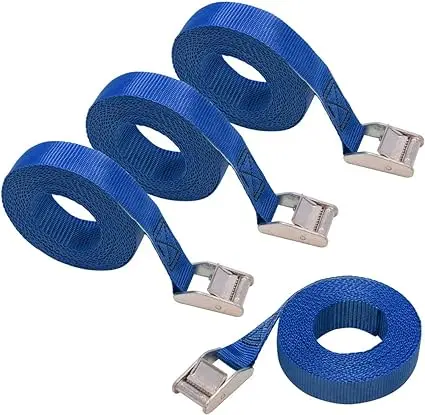 25 mm Wide, Load Capacity 250 kg, DIN EN 12195-2 Passed, Blue Color, 2.5 m Long Cam Buckle Tie Down Strap