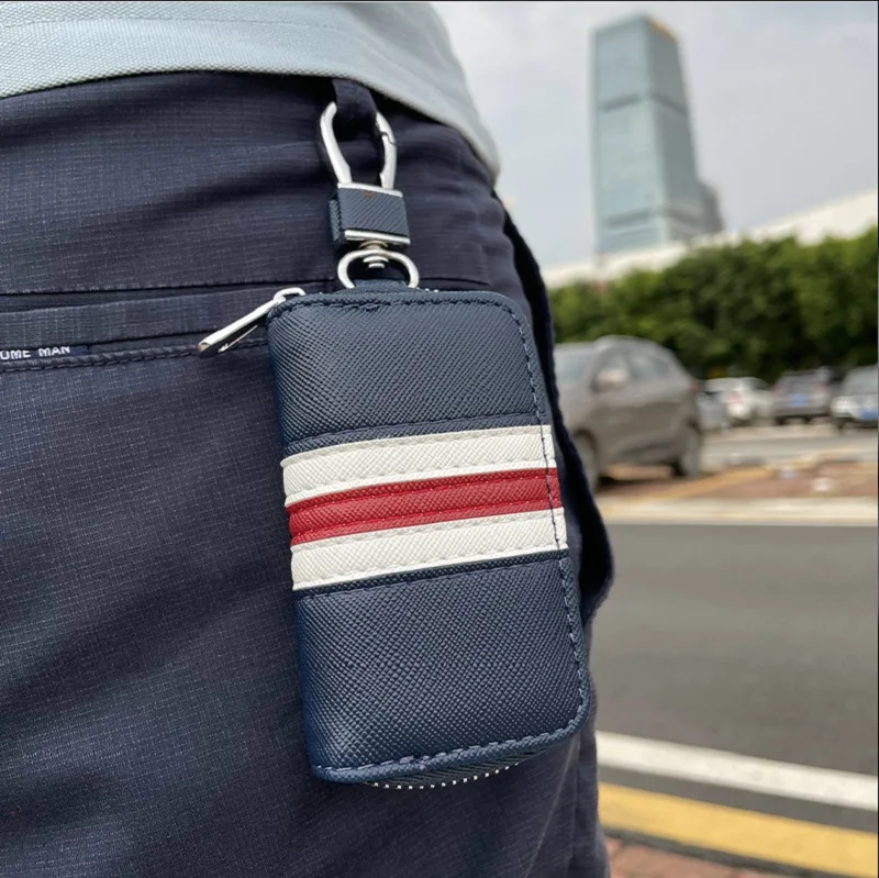 High Quality Luxury Leather Car Key Case Keychain Bag with Keys Holder Inside Auto Branded Pouches