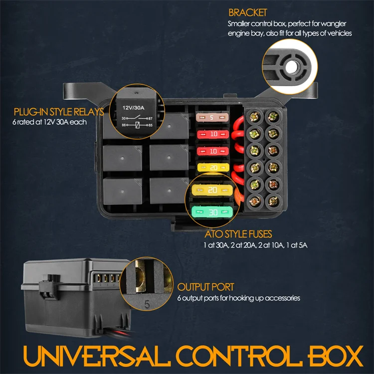 Green Backlight Push Button ON OFF Switch LED 6 Gang 12V Car Switch Panel
