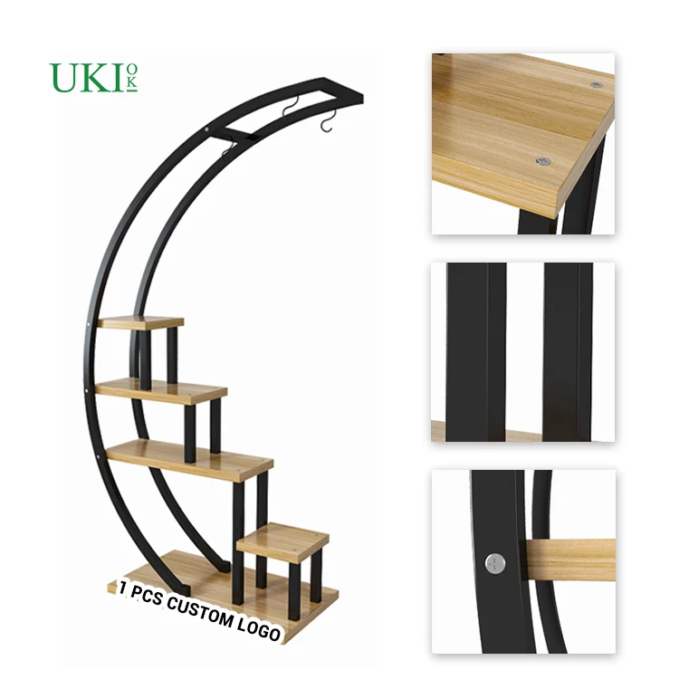 Good quality round multi-storey balcony decorative frame iron  storage flower pot rack stand