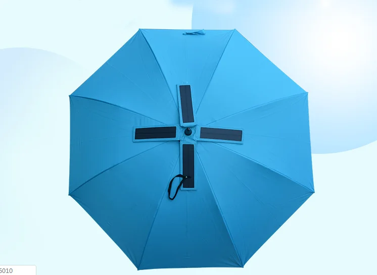 free sample China supplier concise pure black straight Solar fan USB umbrella