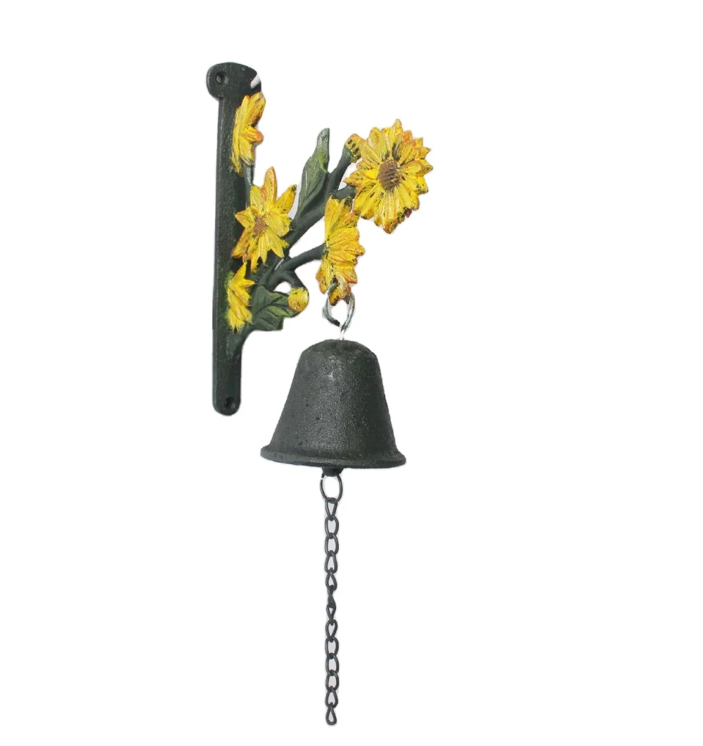 Vintage Brown Metal Iron Doorbell Wall Hanging Welcome Casting Wireless Doorbell Balcony Garden Decorations