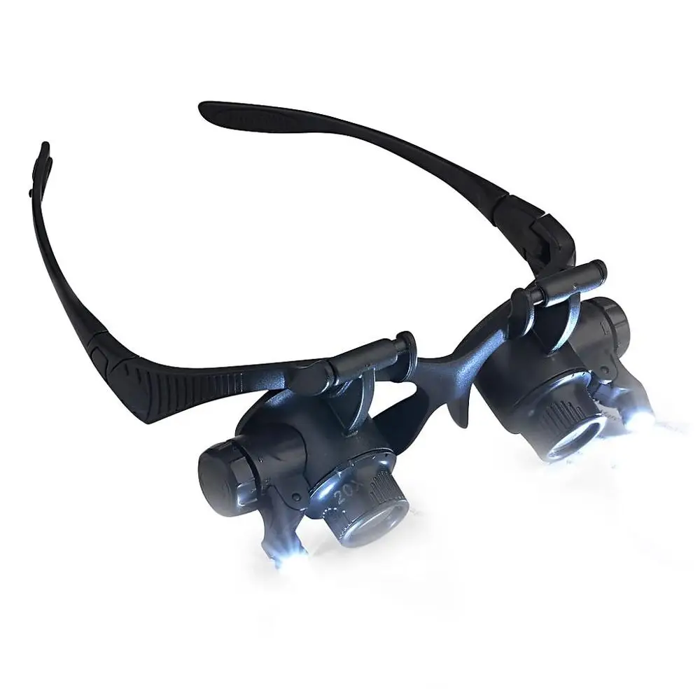 Binocular Loupe Magnifying Glasses Magnifier with LED Light for Jewelry Appraisal Watch Repair 10X 15X 20X 25X