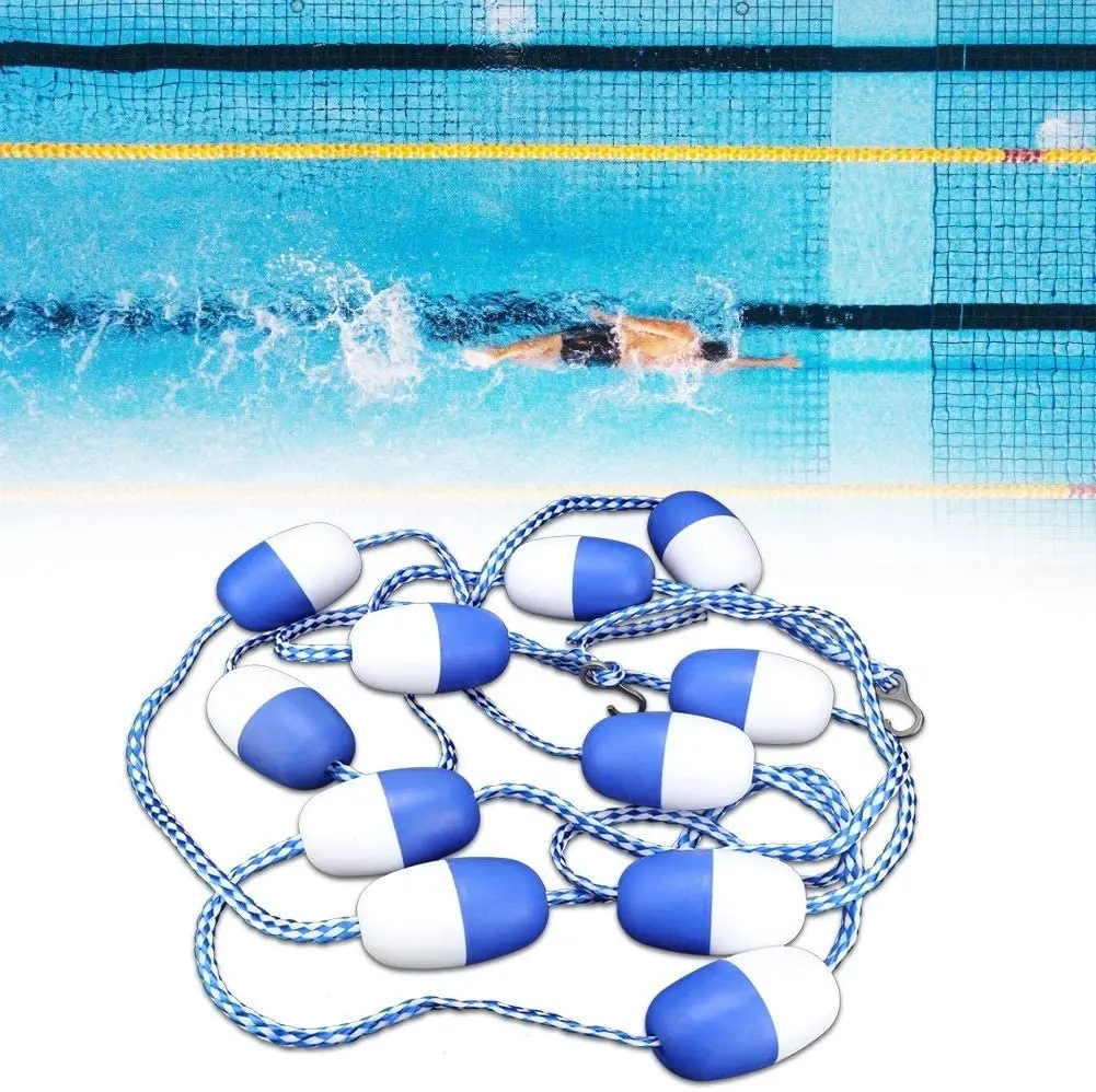 Floating Pool Safety Rope - 20 Foot - Adjustable Length Lane Divider with Hooks for Swimming Pools - Equipment to Divide Swim Ra