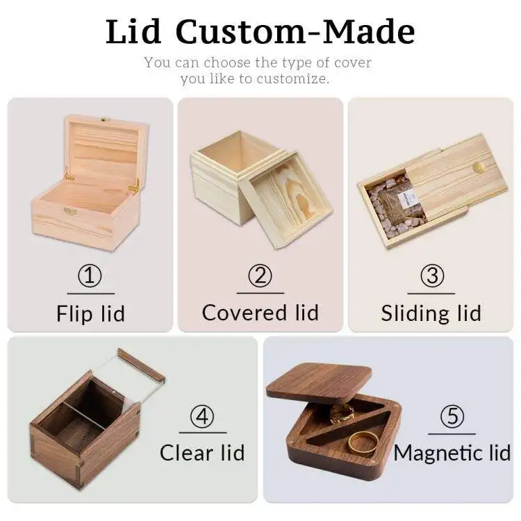 New year wooden solid custom size custom material custom logo crafts boxes ECO wooden box packaging