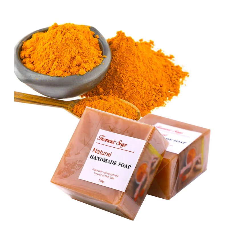 OEM private label 100% natural organic tumeric soap anti acne whitening toilet soap for body skin works and care