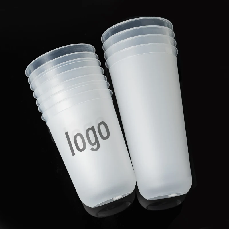 Custom Wholesale PP Plastic Cups With Lids Disposable Cups With Straw  For Cold Drinks