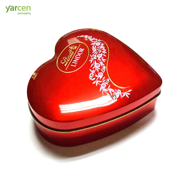 Red Heart Shaped Lovely Cartoon Chocolate Magnetic Gift Tin Box