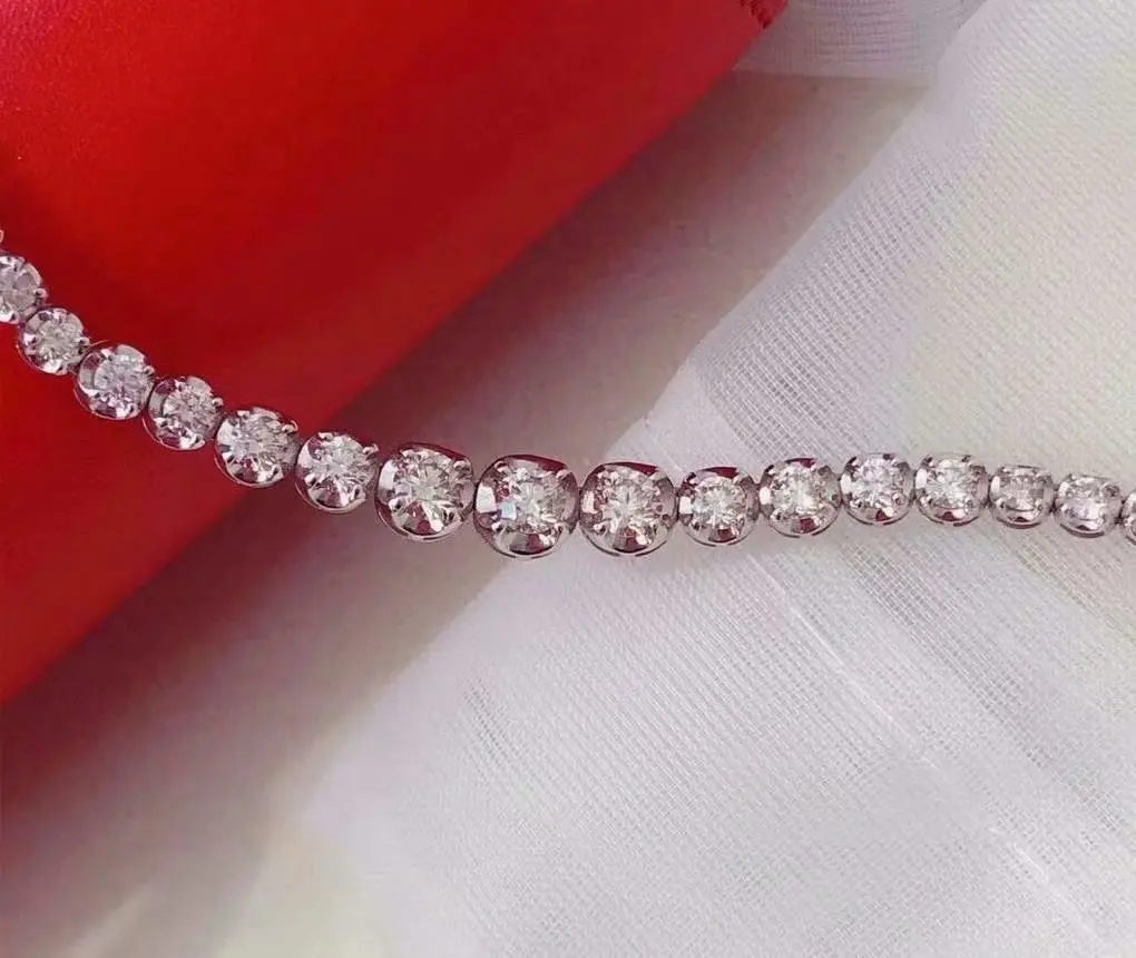 10ct Natural Diamonds H Color 16 inches 40cm 18k White Gold Diamond Necklace Round Cut Diamond Tennis Wedding Necklace