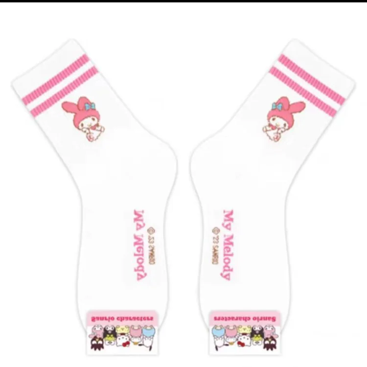 HY-2139 New 2023 Korean style Cartoon Kuromi Sock Girl Combed Cotton Students  Striped Crew Socks Women Girls