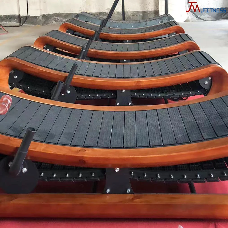 Stable quality non motorized wooden curved treadmill non electric running machine unpowered wood curve treadmill