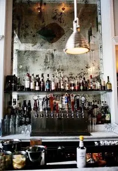 Vintage Industrial Copper Large Round White Etched Tinted Antique Style Wall Mirror