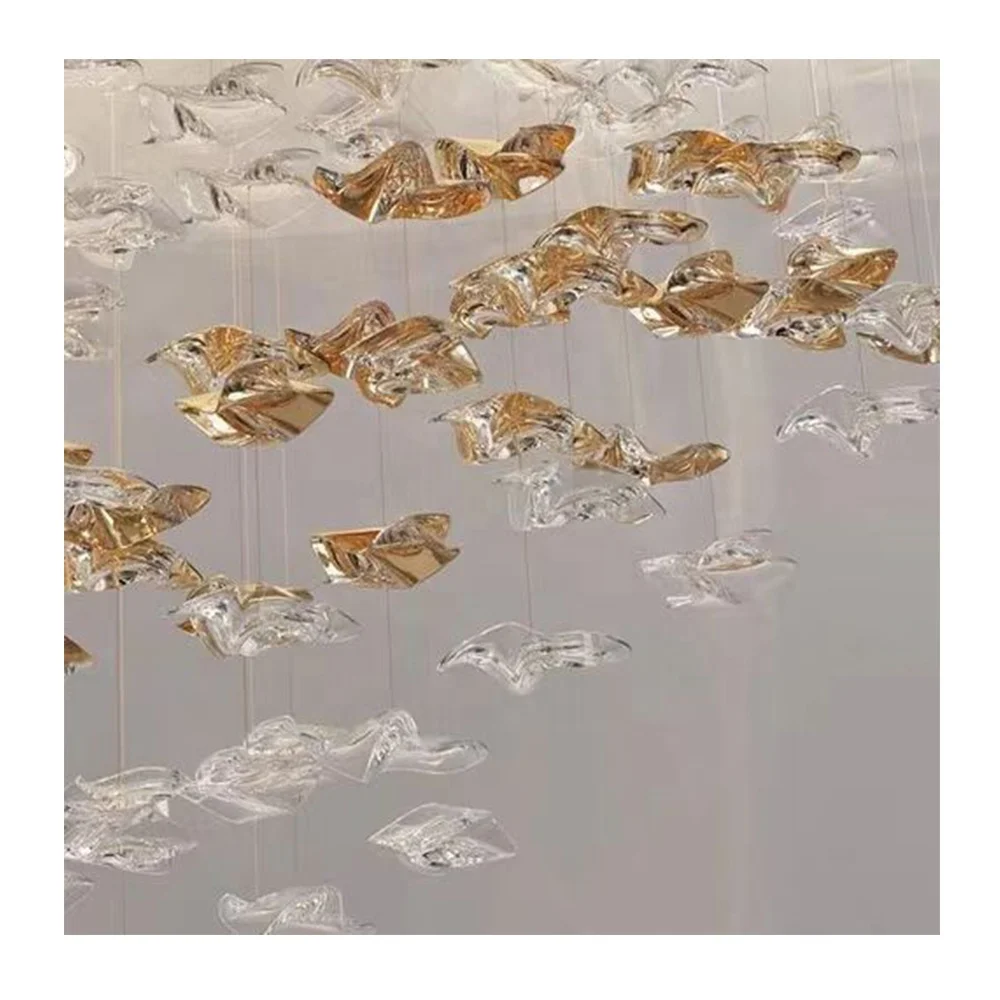hand blown glass chandelier flying bird chandeliers crystal glass hanging light hotel wedding lighting home decoration lamp