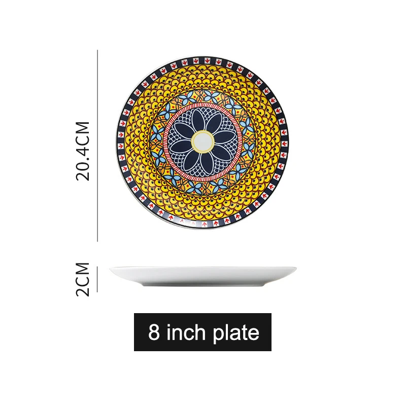 Homesun Platos Para Colorful Nordic Bohemia Style Restaurant Bohemian Porcelain Dinner Serving Moroccan Ceramic Plate