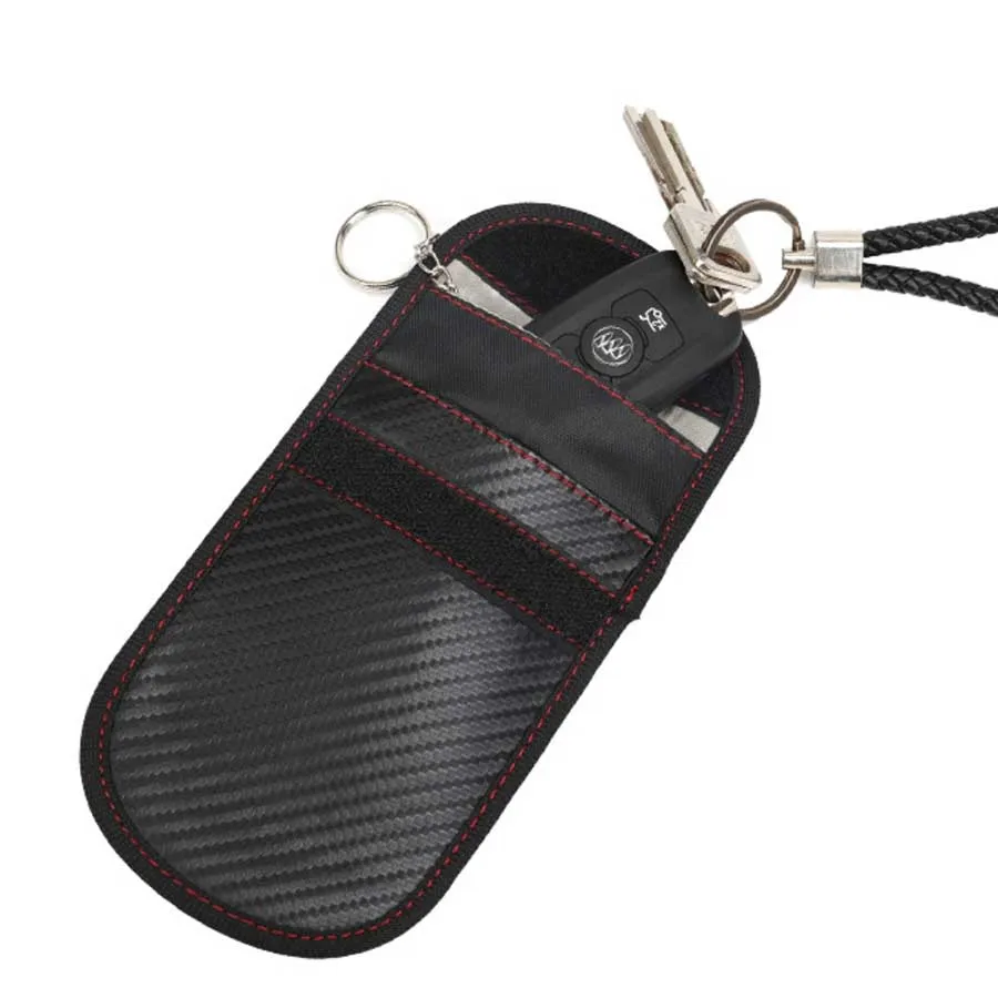 Custom Auto Gift Faraday Key Chain Pouch Carbon Fiber Key Fob Bag Car RFID Signal Blocking Anti-Hacking Case Blocker