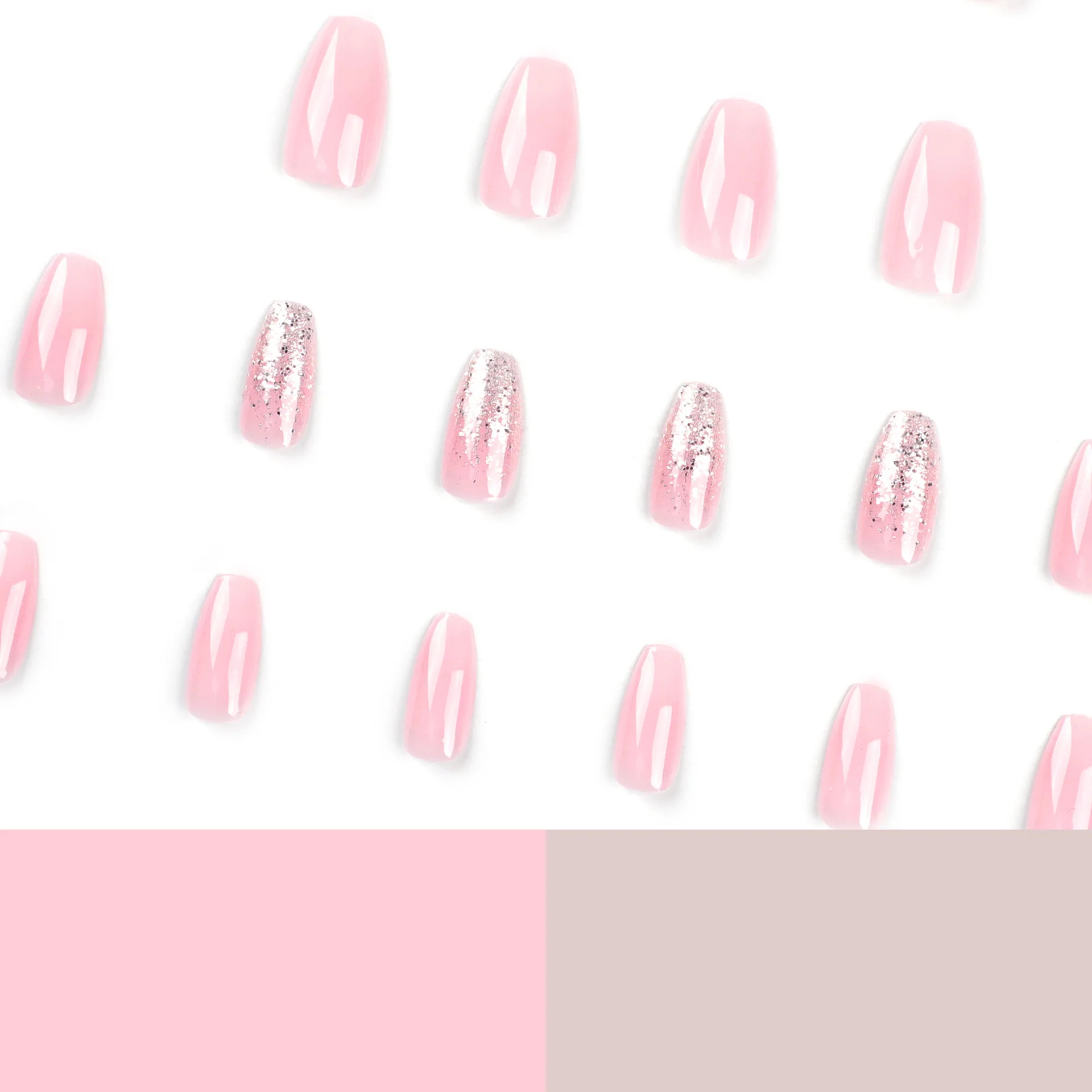 Wearable pink and white gradient glitter ins-style nail art products wholesale press on nail