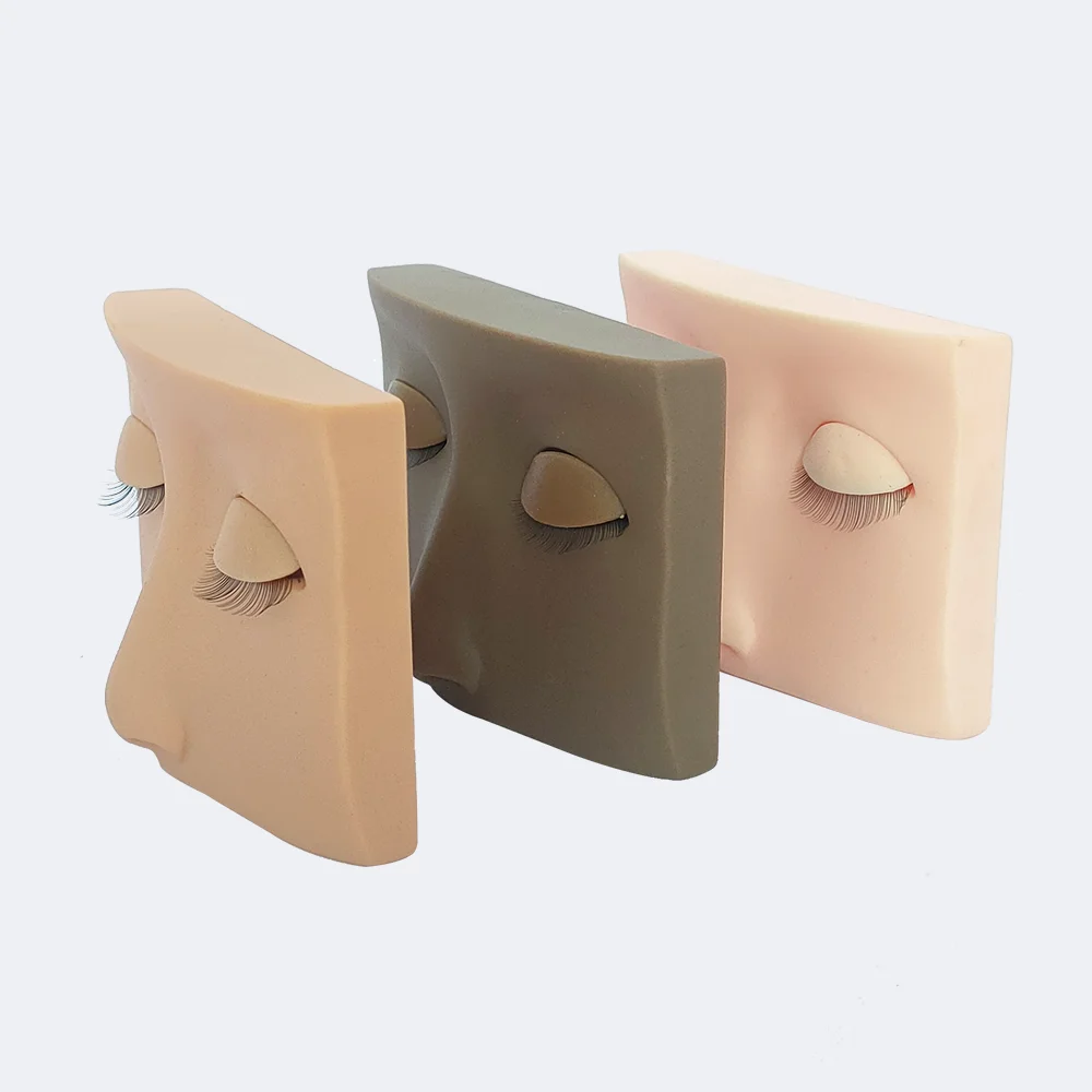 Custom Silicon Flat Mannequin Head Practice Lash Rubber Head With Removable Eyes