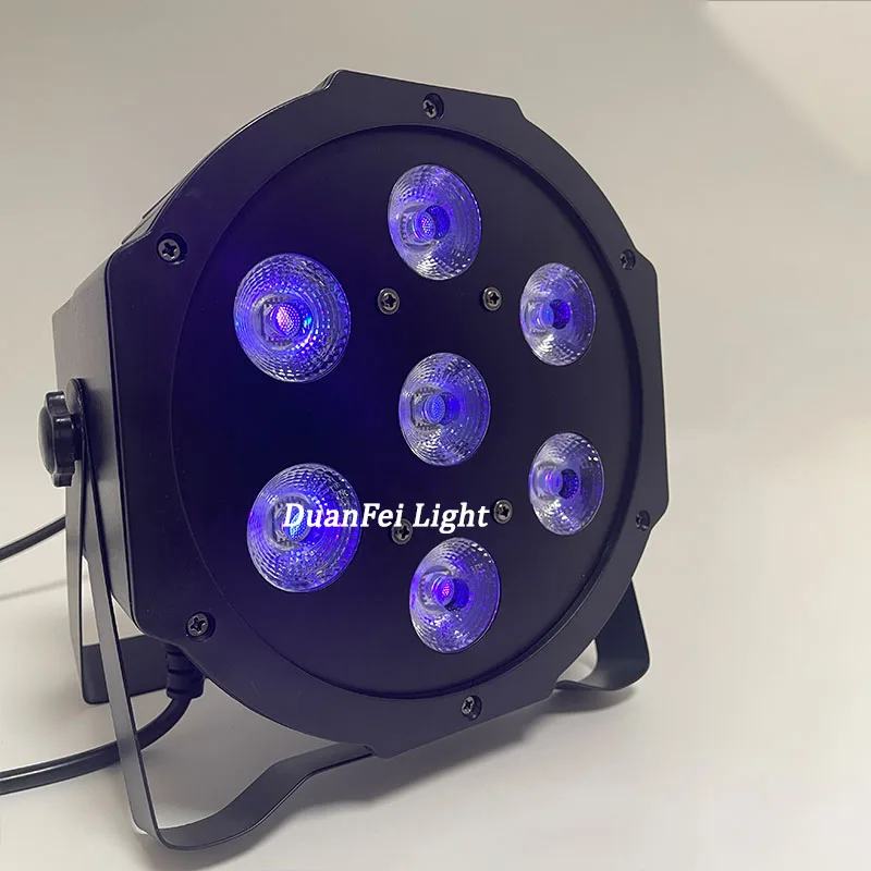 high brightness mini dmx512 plastic stage wash 7pcs 18w 6in1 rgbwa uv par led slim par rgbwa uv 7x18