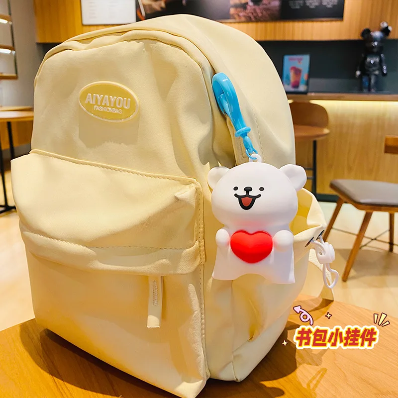 Lilangda Creative Decompression Cartoon Doll Pinching Joyful Book Bag Pendant Small Gift Silicone Heart Line Dog Keychain