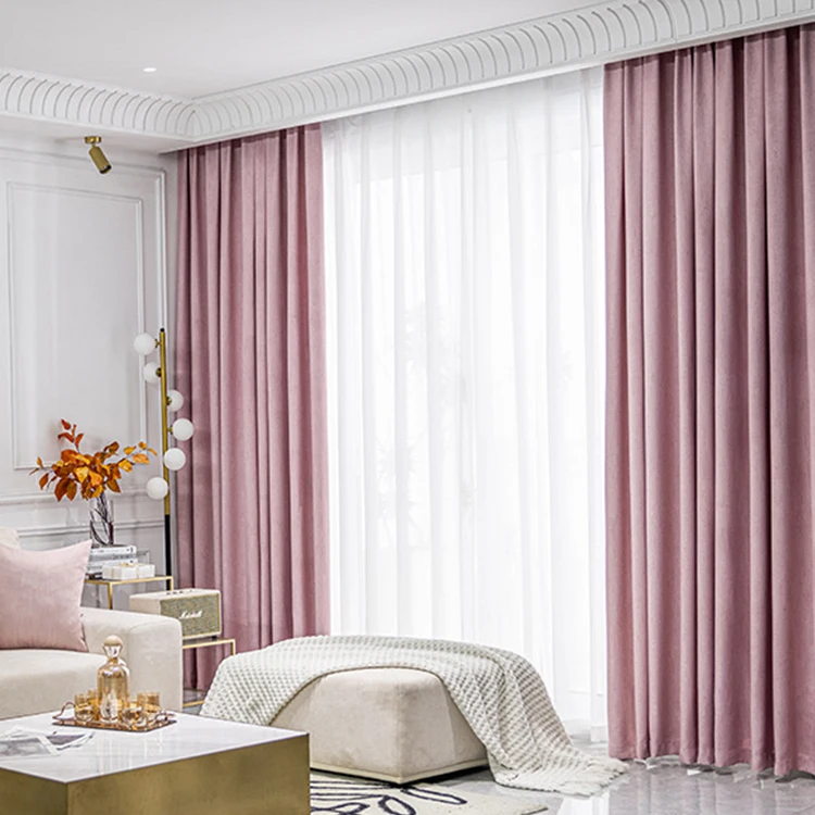 Wholesale pure color  style polyester gauze  linen curtains