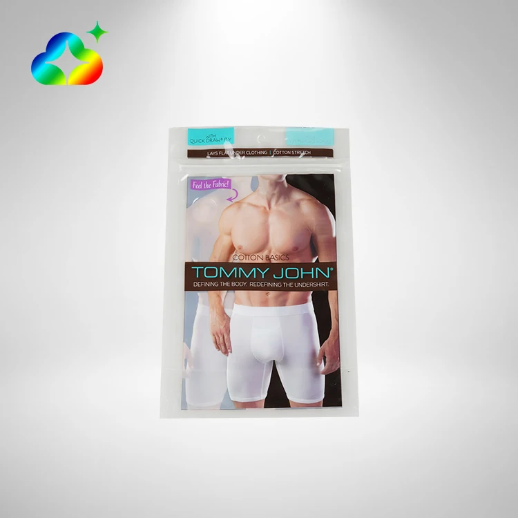 Wholesale Custom Brand Logo Printed Bopp Plastic Ziplock Bags Resealable Security Underwear Packaging for Shoes and Clothing