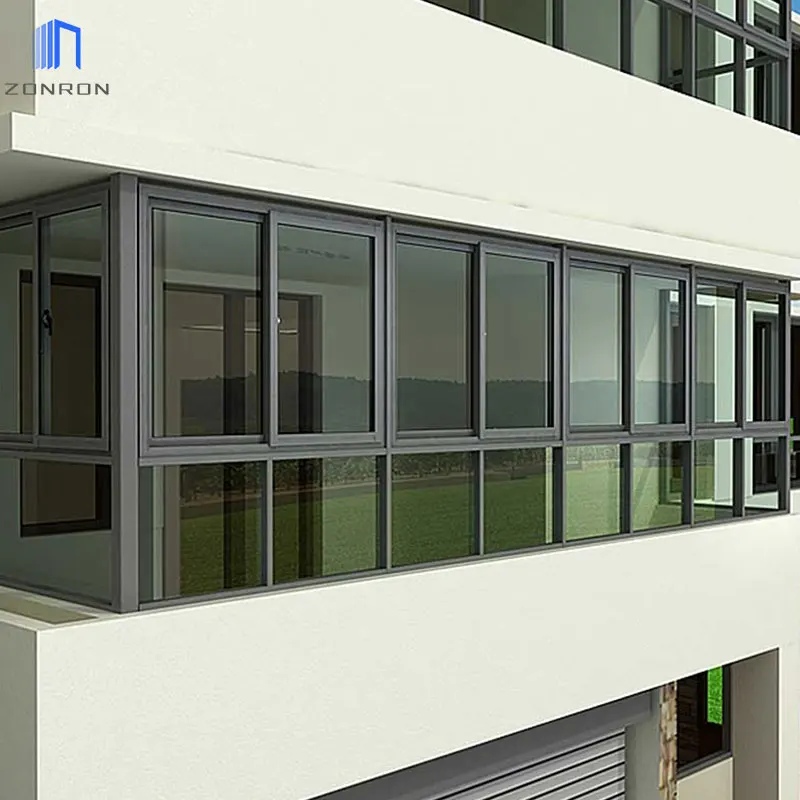 Zonron Philippines High Security Indoor Balcony Waterproof Window PVC/UPVC/Aluminum Double Glass Sliding Window
