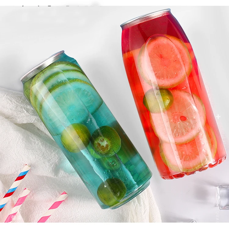 Manufacturer Clear Plastic Can Soda Drinking Bottle With Aluminum Customized PET Cans