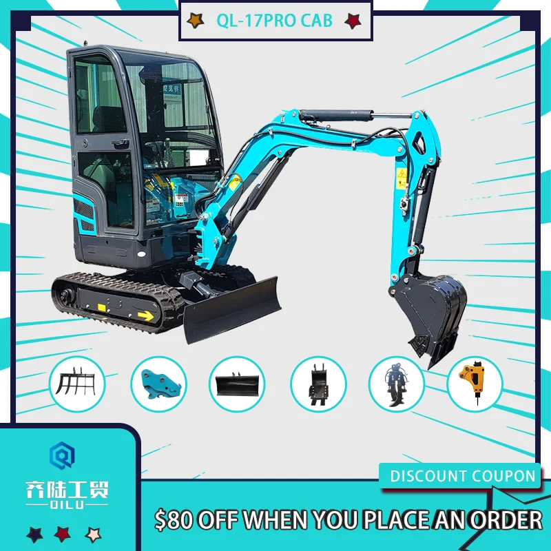 Hydraulic Small Mini Home Compact Crawler Agricultural Excavators Machine Farm Micro Digger Smallest Garden Mini Bagger Diesel