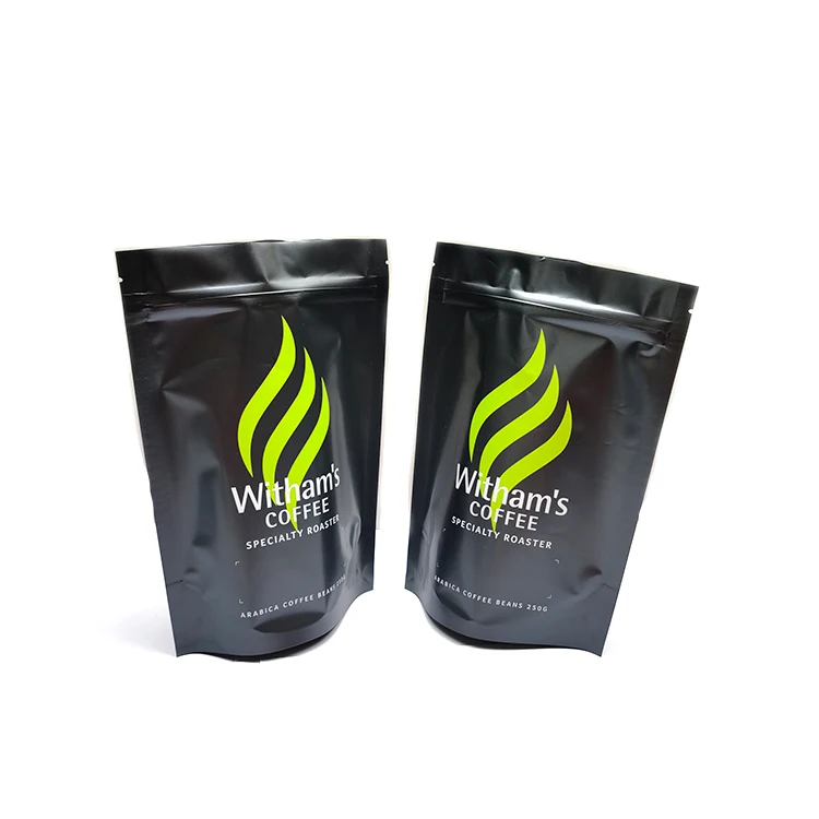 
Repertory Matte Finish Embossing Aluminum Foil Lined Gusseted Packaging Pocket Tear Zipper Top 1/2 Pounds Flat Bottom Coffee Bag 