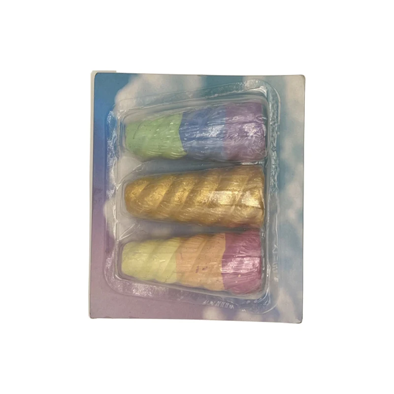 Non-toxic dust-free outdoor sidewalk chalk in the shape of a colored unicorn