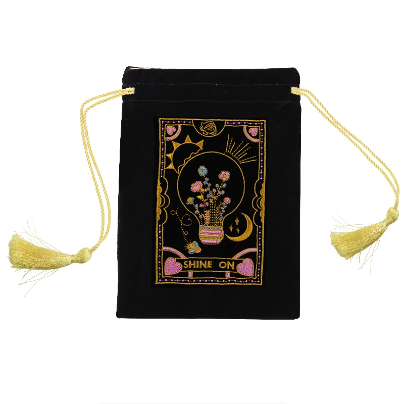 Custom Embroidery Print Velvet Tarot Bags Jewelry Tassel Drawstring Bag Wholesale