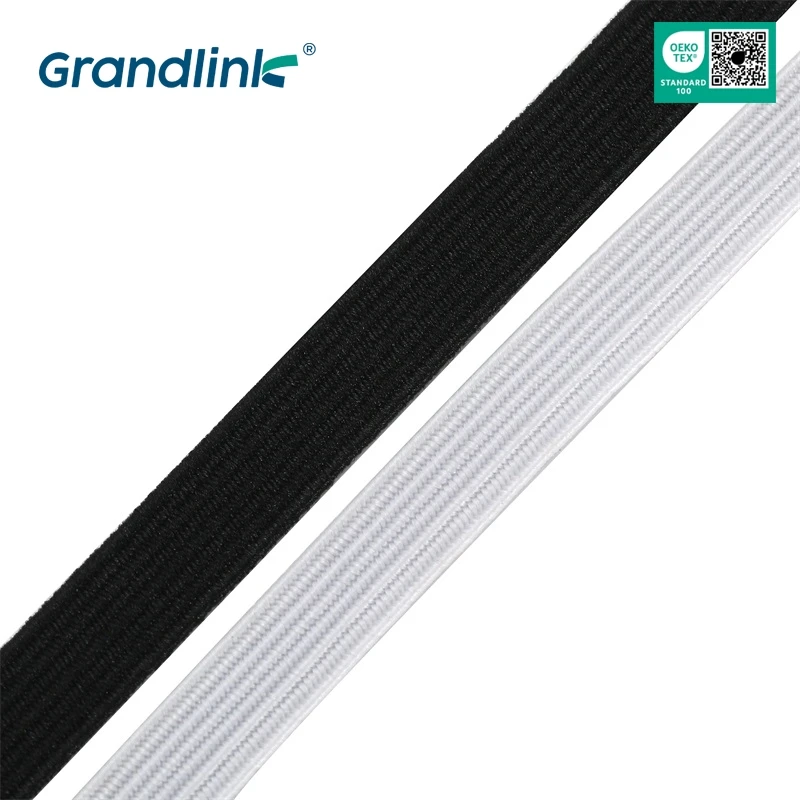 OEKO TEX 1 Inch White Polyester Cotton Webbing Knitted Elastic Band
