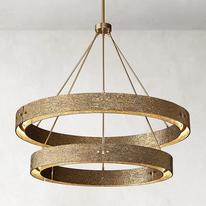 Restoration Brass Circle Round Hardware Lighting Modern Metal Living Room Dinning Indoor chandelier lighting restoration