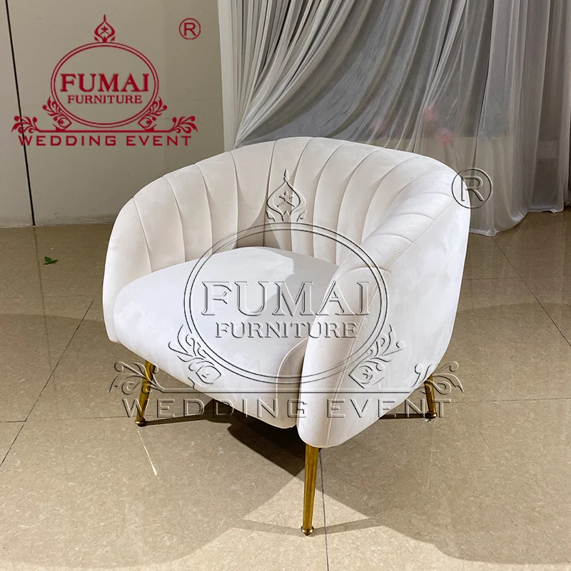 White Velvet Single Seater Soft Wedding Sofa Chair
