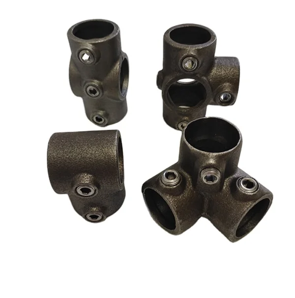 33.7mm black raw sandblasted cast iron tee key clamp