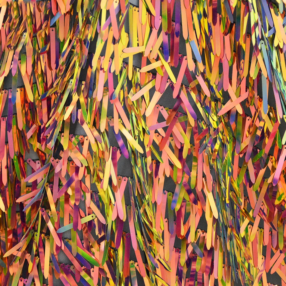 Custom African Stretch Elegant Sparkly Two Tone Polyester Flash 40mm Sword Champagne Sequin Embroidery Fabric For Women Dresses