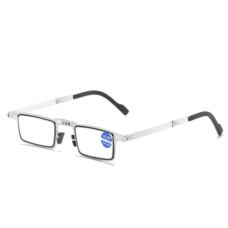 New Mini Metal Folding Reading Glasses Small Round Square Portable Foldable Blue Light Blocking Reading Glasses With Case