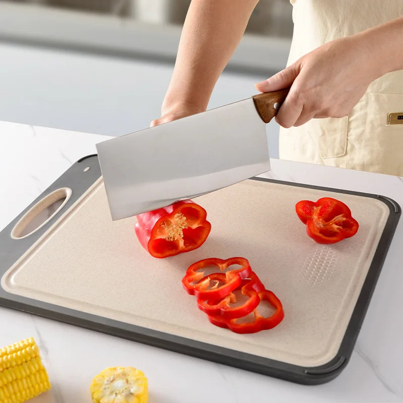 Cutting Board Double Sided Stainless Steel Cutting Board for Kitchen Stainless Steel and Wheat Straw PP Easy to Clean