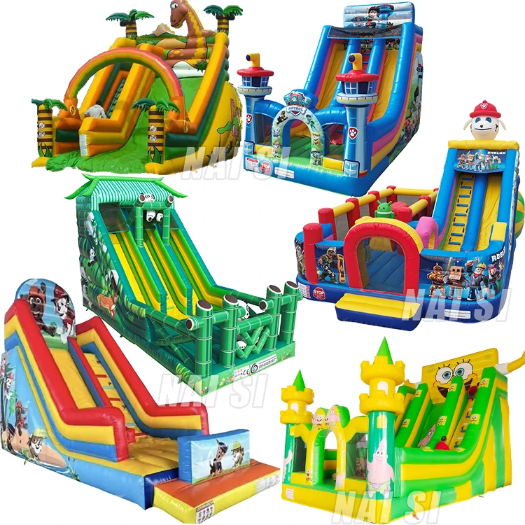 China Factory Giant Commercial Inflatable Dry Slide Bouncer Backyard Bounce House Large Double Inflatable Slides  For Kids