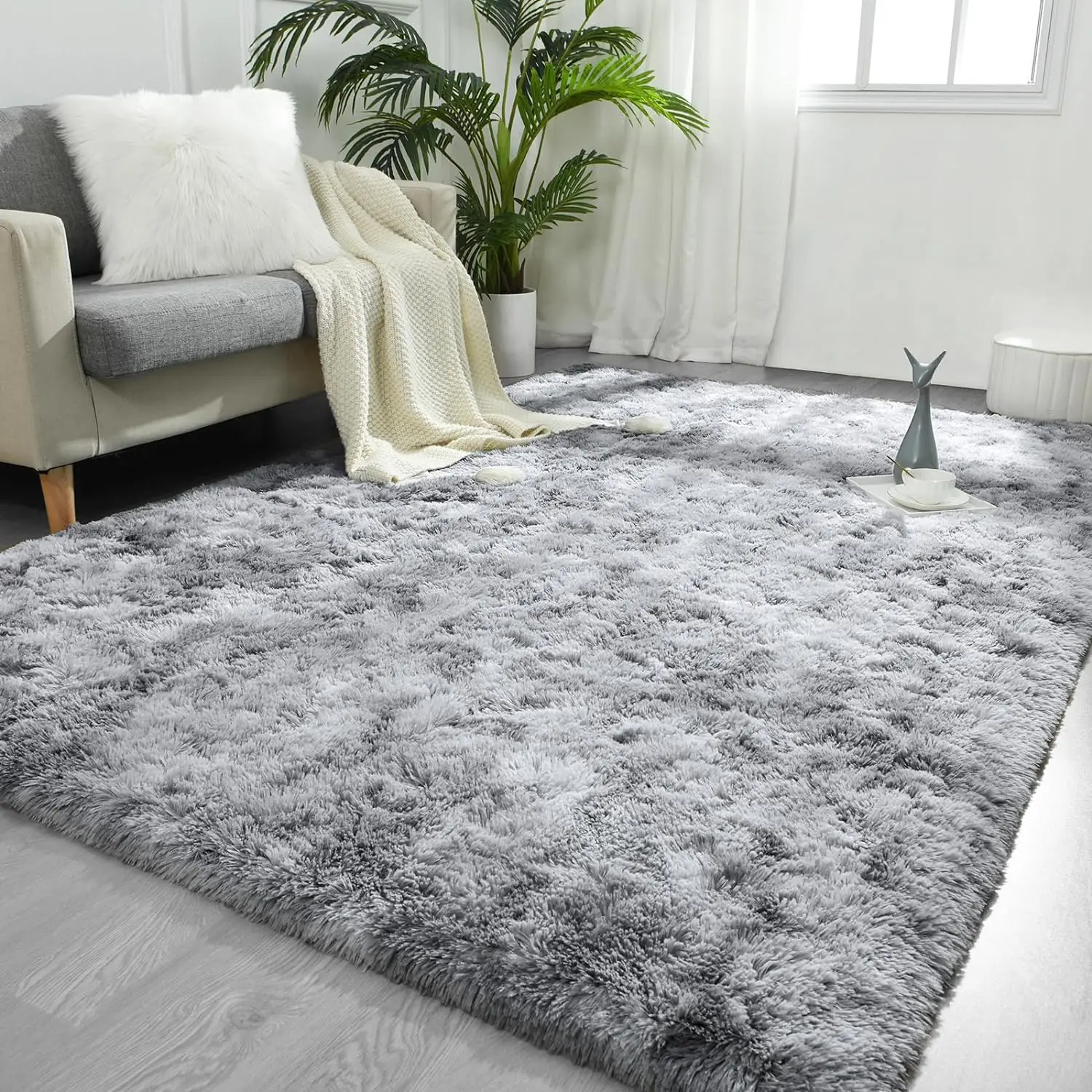 Hot sale Modern Plush Colorful Rainbow Fluffy Luxury and Soft Tie Dye fluffy carpet Shaggy luxury carpet for living room