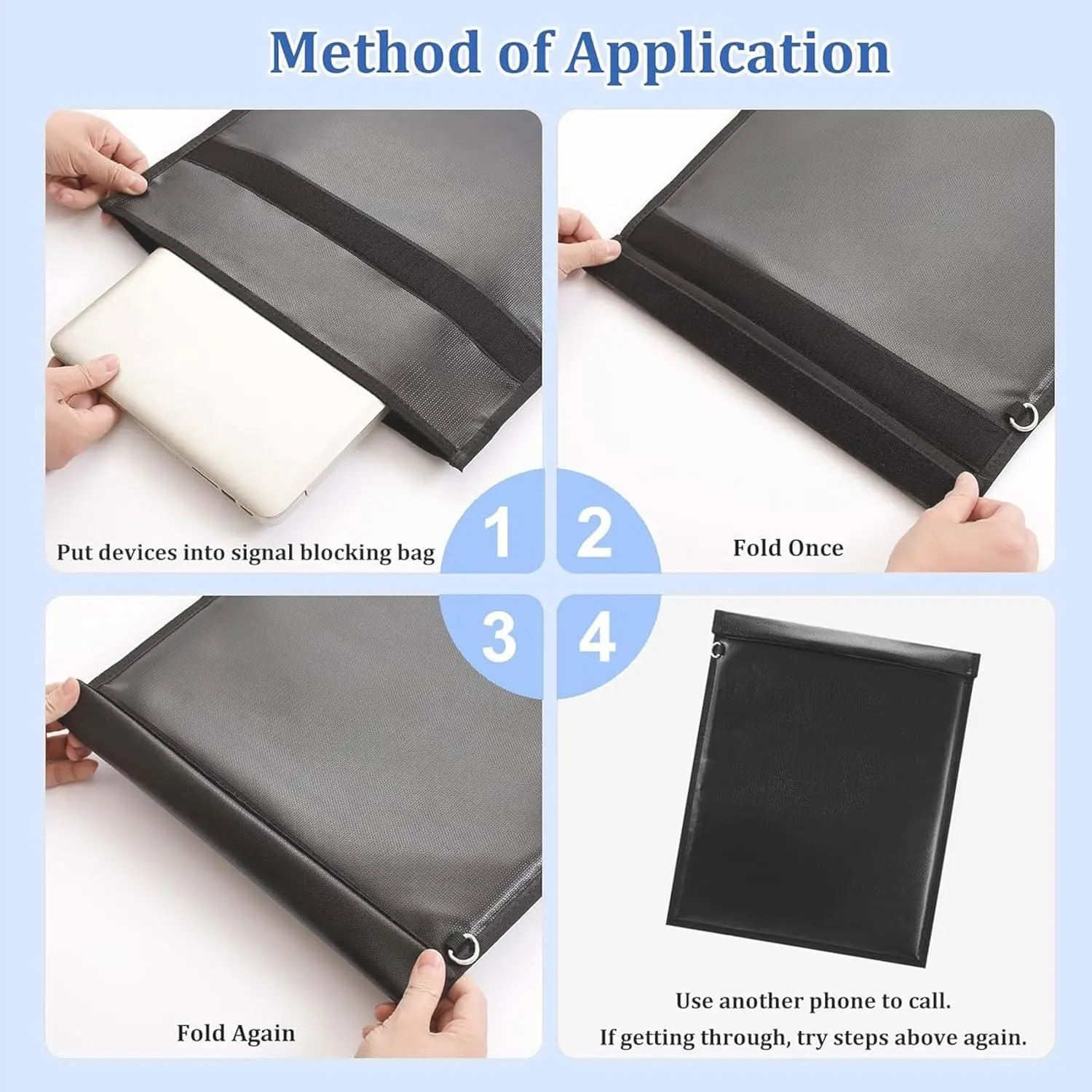 4 Pack Faraday Bags, Faraday Cage for Laptops, Tablet, Radio, Phones, Waterproof & Fireproof RFID Blocking Pouch