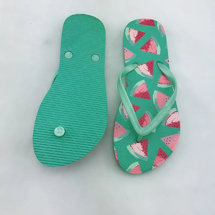 Latest design fancy multi light colors fruits printed beach chinese nude massage girls indoor flip flops