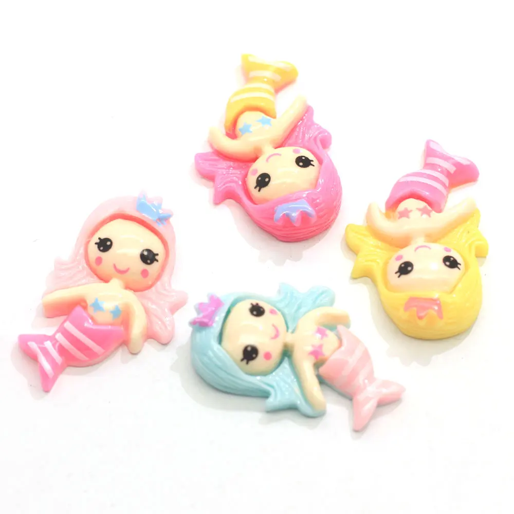 
100pcs Cute Mini Mermaid Princess Flatback Resin Cabochon Craft DIY Scrapbooking Hair Bow Accessories 