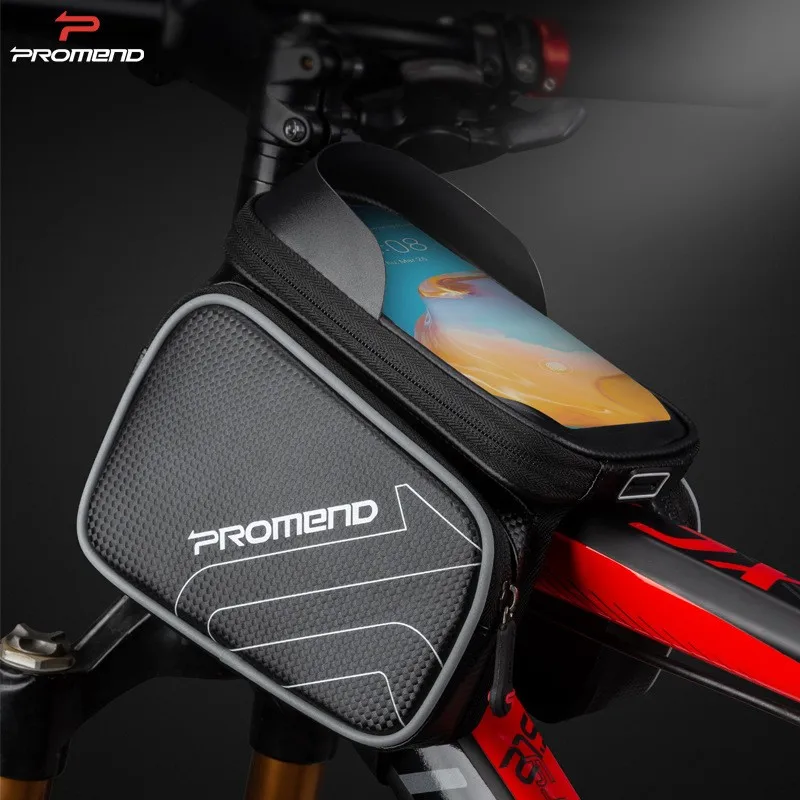 Promend Bicycle Handlebar Bag with Waterproof TPU and EVA Bike Phone GPS Holder Top Tube Accessory