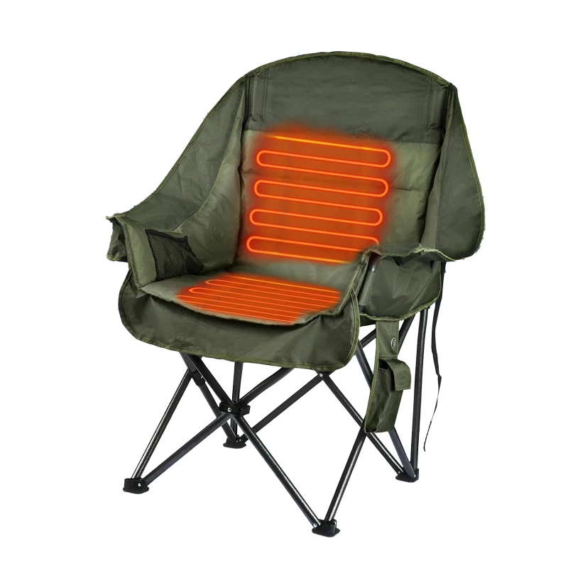 Outdoor Oversized Portable Folding Heated Hiking Camping Chairs Heated Folding Chair Round Folding Camping Chair