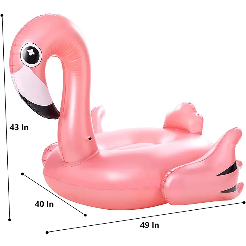 Inflatable Flamingo Pool Float Adult Size, 49 X 43 X 40 inch Large Blowpipe Pool Float Ride, Party Decoration Casual Toy